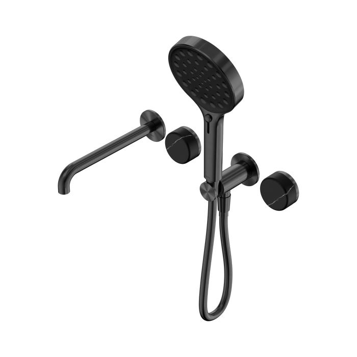 Nero Serenity Progressive Shower System With Spout With Marquina Black Handle And Serenity Hand Shower - Gun Metal