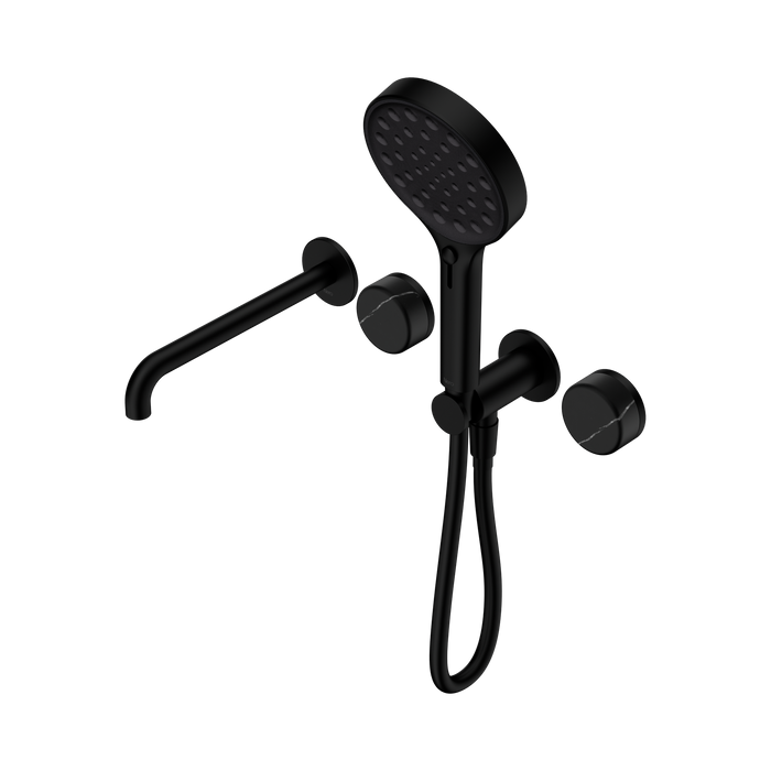 Nero Serenity Progressive Shower System With Spout With Marquina Black Handle And Serenity Hand Shower - Matte Black