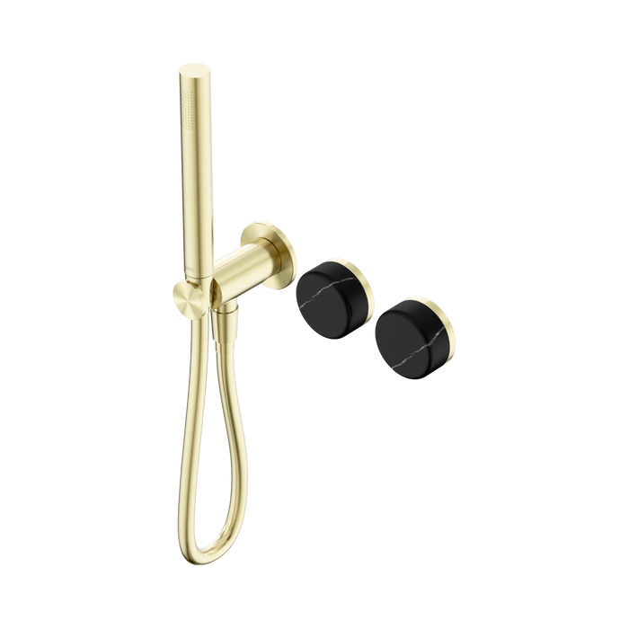 Nero Serenity Progressive Shower System With Marquina Black Handle And Slim Shower - Brushed Gold