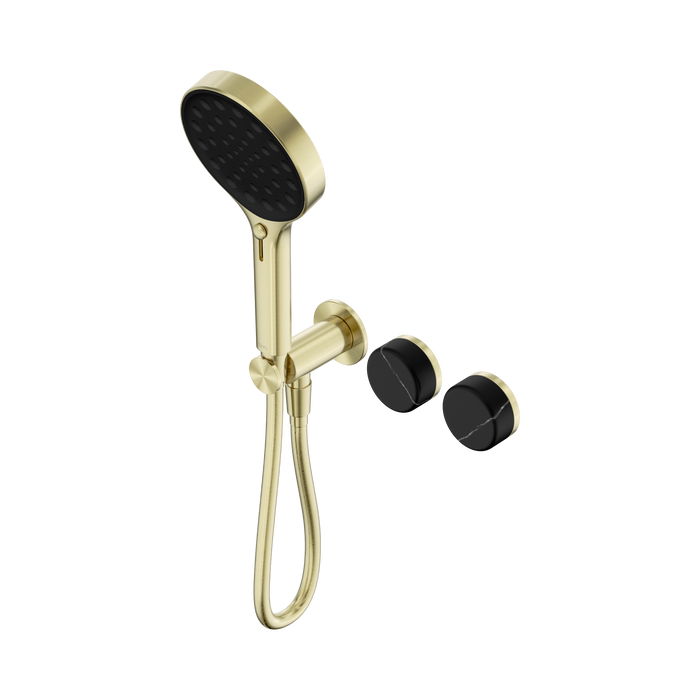 Nero Serenity Progressive Shower System With Marquina Black Handle And Serenity Hand Shower - Brushed Gold