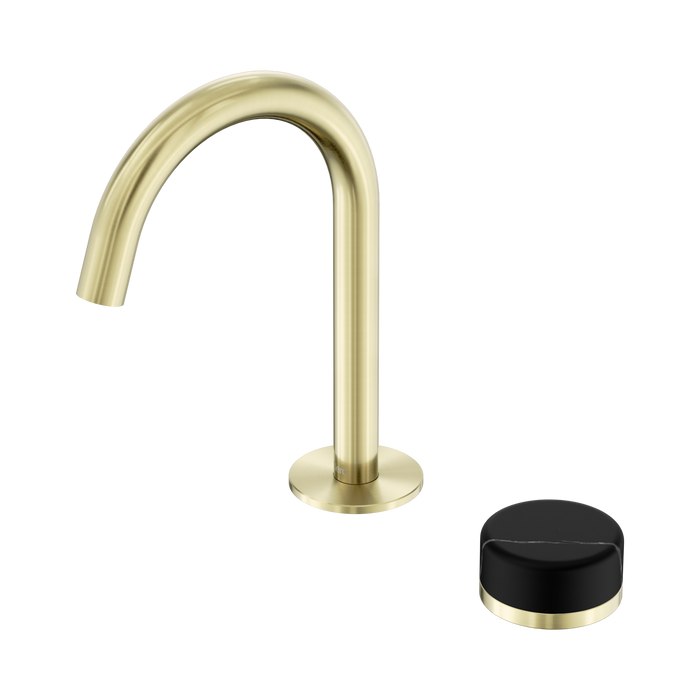 Nero Serenity Progressive Basin Mixer Arc Spout With Marquina Black Handle - Brushed Gold