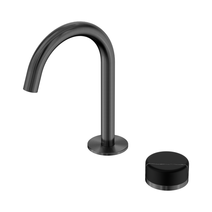 Nero Serenity Progressive Basin Mixer Arc Spout With Marquina Black Handle - Gun Metal