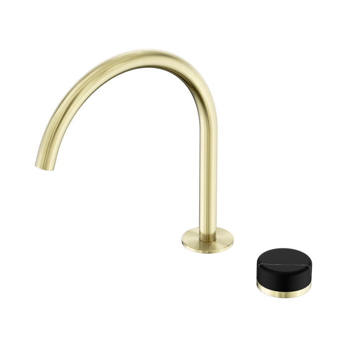 Nero Serenity Progressive Bath/Kitchen Mixer Arc Spout With Marquina Black Handle - Brushed Gold