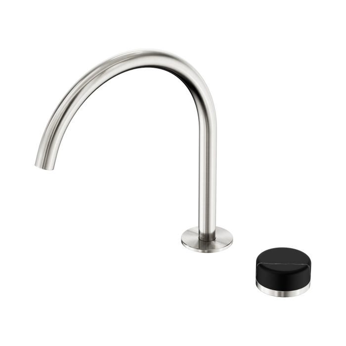Nero Serenity Progressive Bath/Kitchen Mixer Arc Spout With Marquina Black Handle - Brushed Nickel