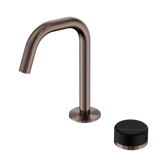 Nero Serenity Progressive Basin Mixer Edge Spout With Marquina Black Handle - Brushed Bronze