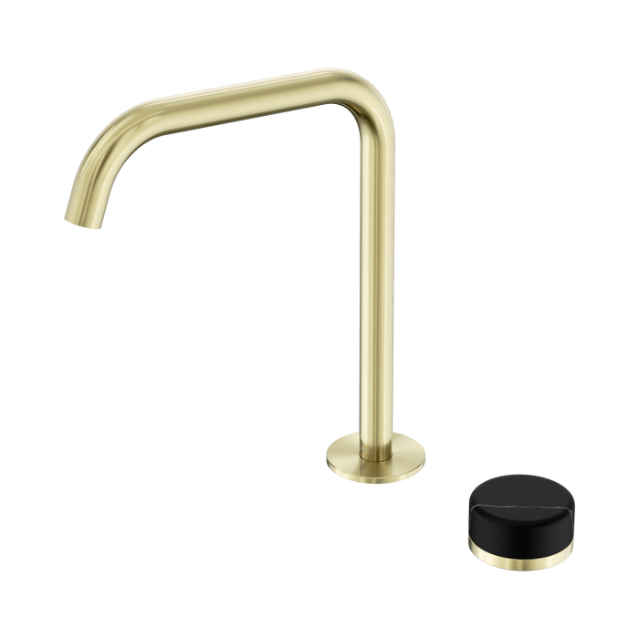Nero Serenity Progressive Bath/Kitchen Mixer Edge Spout With Marquina Black Handle - Brushed Gold