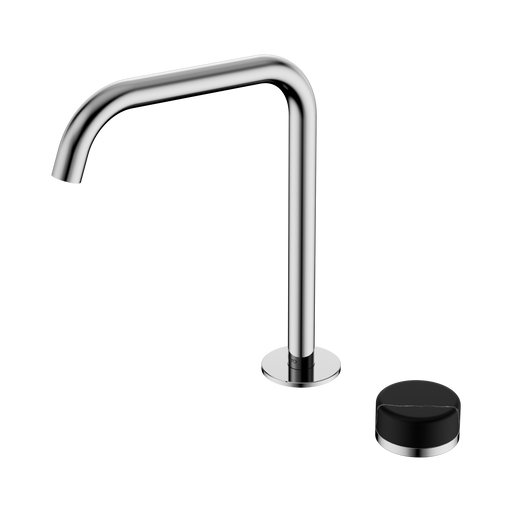 Nero Serenity Progressive Bath/Kitchen Mixer Edge Spout With Marquina Black Handle - Chrome