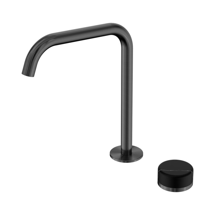Nero Serenity Progressive Bath/Kitchen Mixer Edge Spout With Marquina Black Handle - Gun Metal