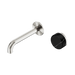 Nero Serenity Progressive Wall Basin Mixer 160mm Spout With Marquina Black Handle - Brushed Nickel