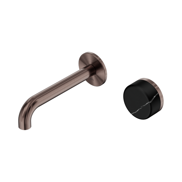 Nero Serenity Progressive Wall Basin Mixer 160mm Spout With Marquina Black Handle - Brushed Bronze