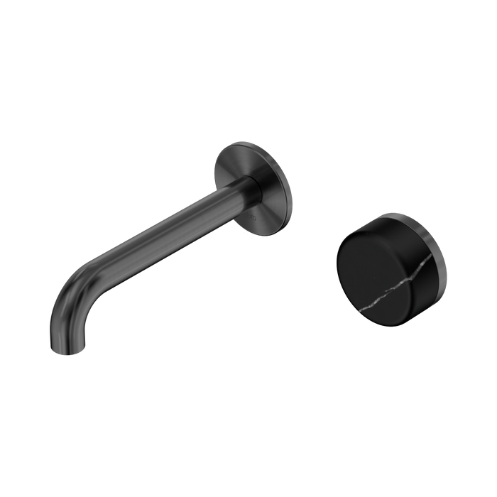 Nero Serenity Progressive Wall Basin Mixer 160mm Spout With Marquina Black Handle - Gun Metal