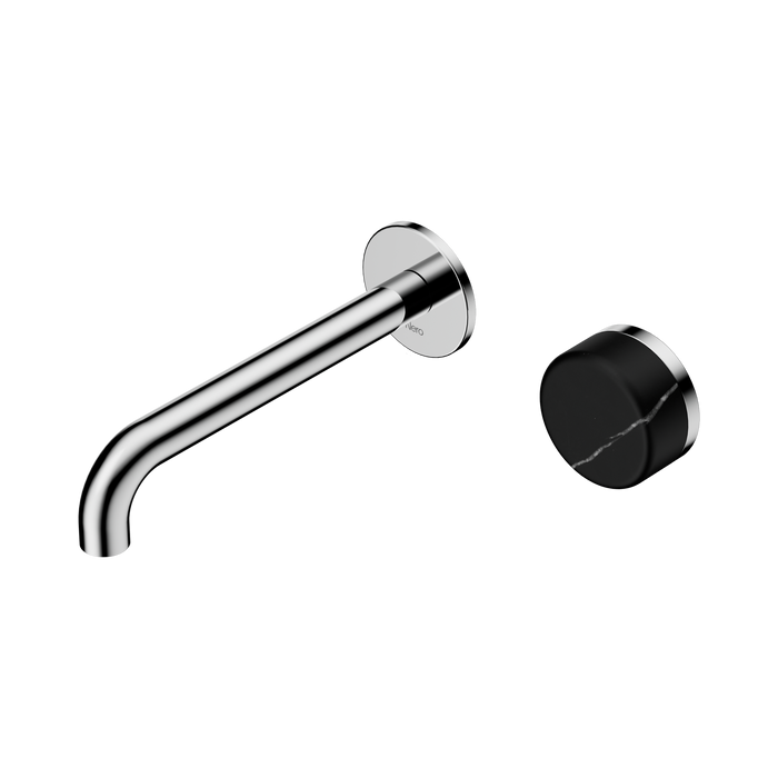 Nero Serenity Progressive Wall Basin Mixer 185mm Spout With Marquina Black Handle - Chrome