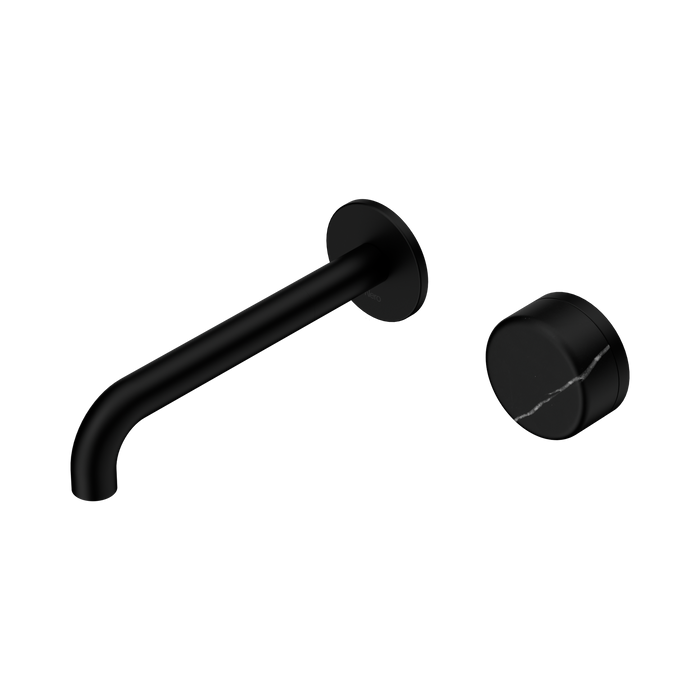 Nero Serenity Progressive Wall Basin Mixer 185mm Spout With Marquina Black Handle - Matte Black