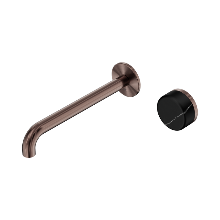 Nero Serenity Progressive Wall Basin Mixer 220mm Spout With Marquina Black Handle - Brushed Bronze