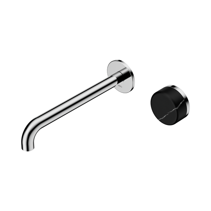 Nero Serenity Progressive Wall Basin Mixer 220mm Spout With Marquina Black Handle - Chrome