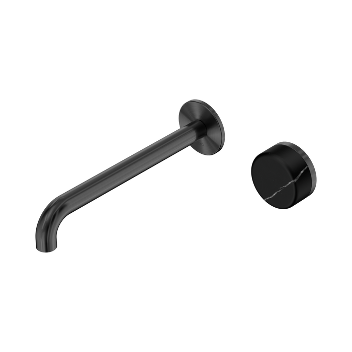 Nero Serenity Progressive Wall Basin Mixer 220mm Spout With Marquina Black Handle - Gun Metal