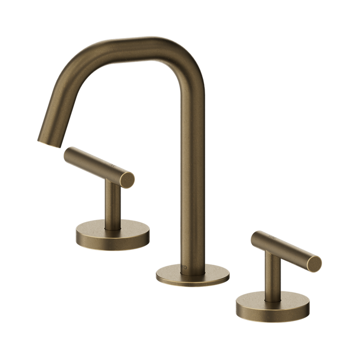 Nero Mecca Lever Basin Set Edge Spout - Tumbled Antique Brass