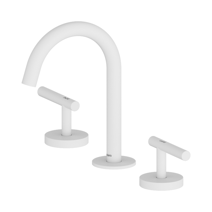 Nero Mecca Lever Basin Set Arc Spout - Matte White