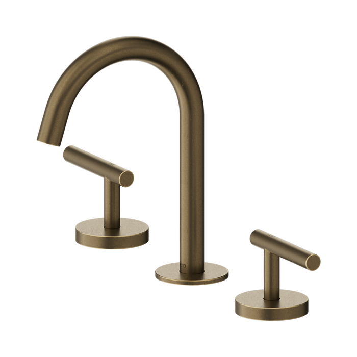 Nero Mecca Lever Basin Set Arc Spout - Tumbled Antique Brass