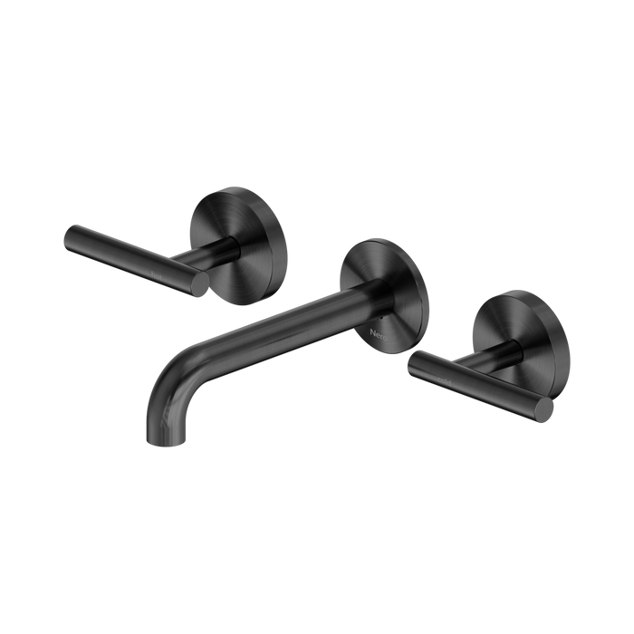 Nero Mecca Lever Wall Basin/Bath Set 160mm Spout - Gun Metal