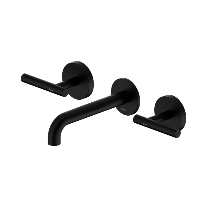 Nero Mecca Lever Wall Basin/Bath Set 160mm Spout - Matte Black