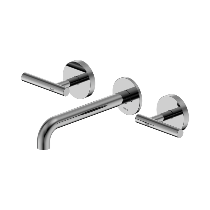 Nero Mecca Lever Wall Basin/Bath Set 185mm Spout - Chrome
