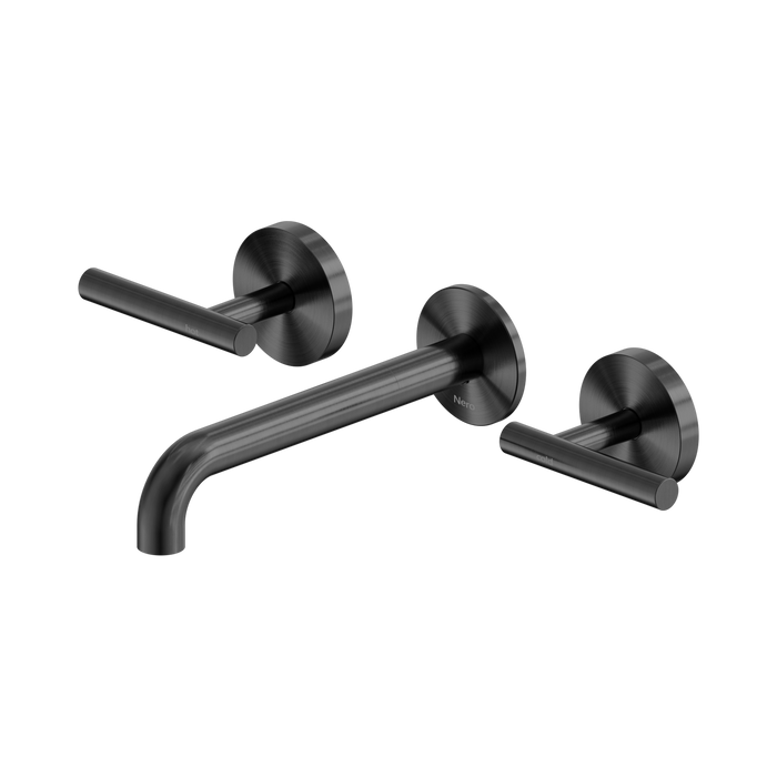 Nero Mecca Lever Wall Basin/Bath Set 185mm Spout - Gun Metal