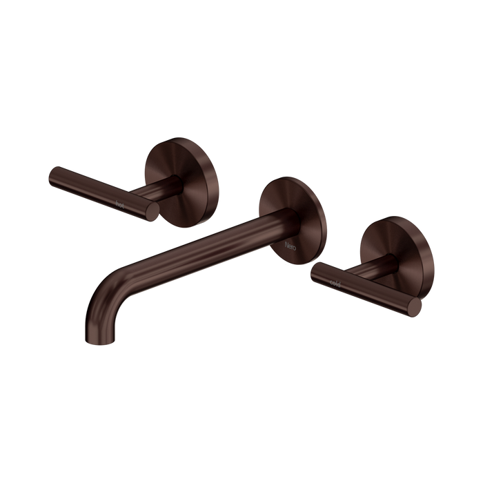 Nero Mecca Lever Wall Basin/Bath Set 185mm Spout - Rome Bronze