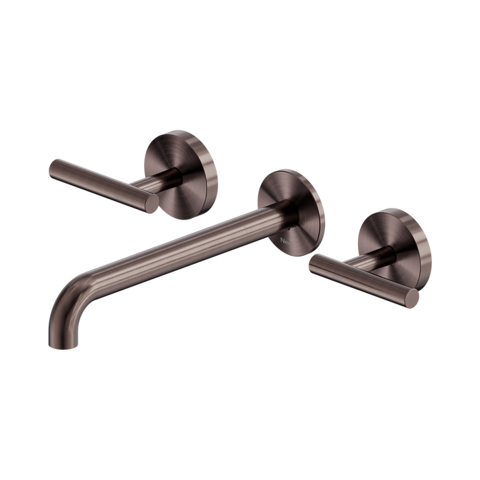 Nero Mecca Lever Wall Basin/Bath Set 220mm Spout - Brushed Bronze
