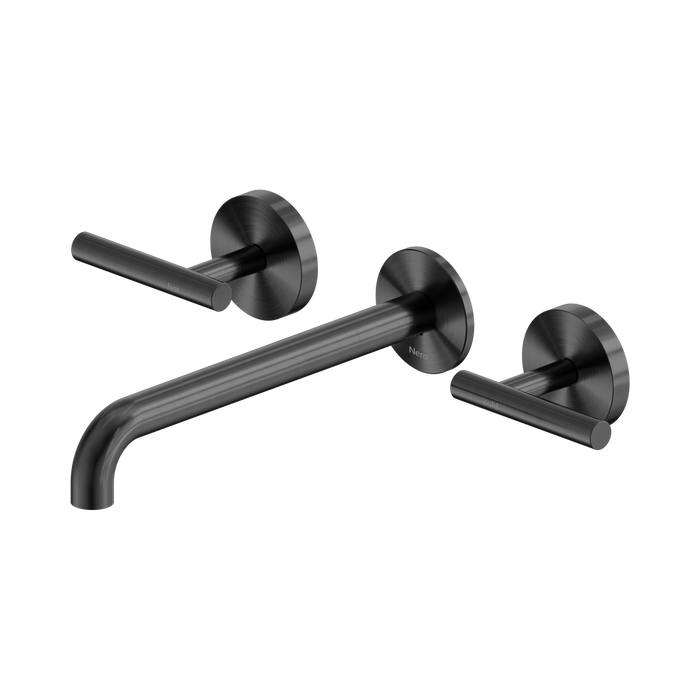 Nero Mecca Lever Wall Basin/Bath Set 220mm Spout - Gun Metal