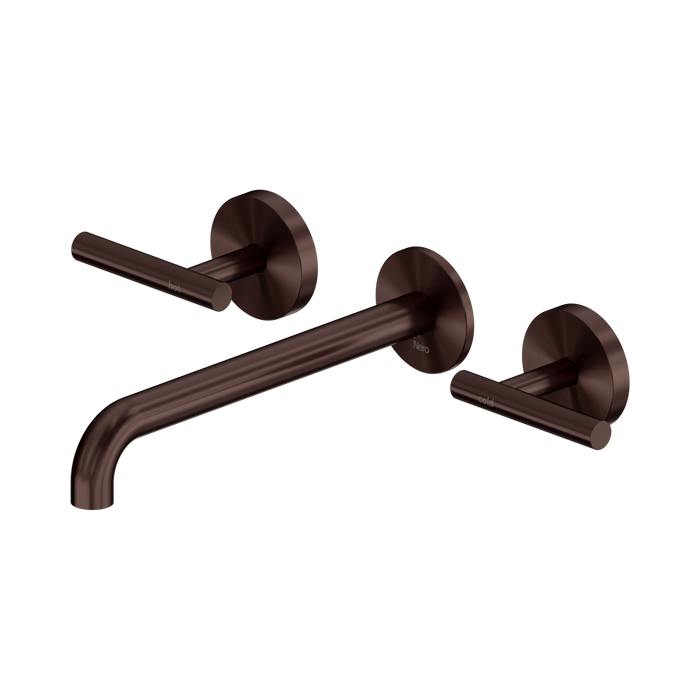 Nero Mecca Lever Wall Basin/Bath Set 220mm Spout - Rome Bronze