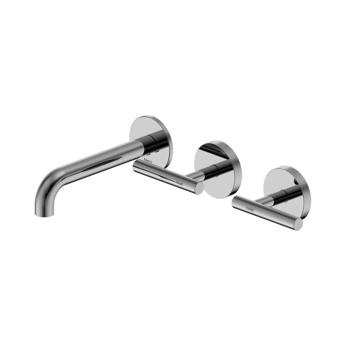 Nero Mecca Lever Wall Basin/Bath Set 160mm Offset Spout - Chrome