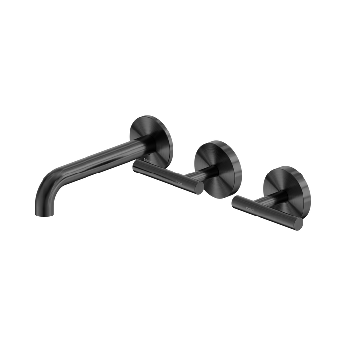 Nero Mecca Lever Wall Basin/Bath Set 160mm Offset Spout - Gun Metal