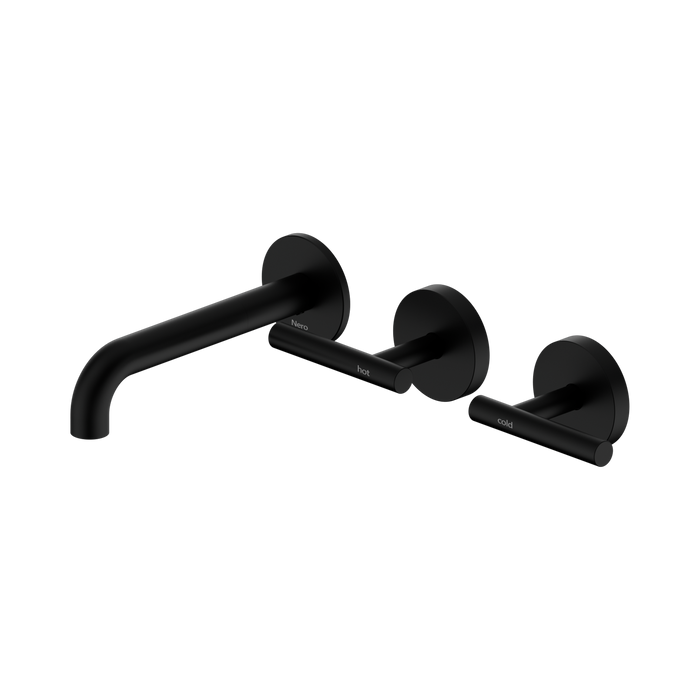 Nero Mecca Lever Wall Basin/Bath Set 160mm Offset Spout - Matte Black