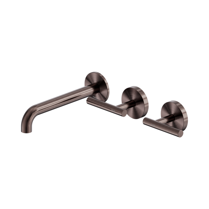 Nero Mecca Lever Wall Basin/Bath Set 185mm Offset Spout - Brushed Bronze