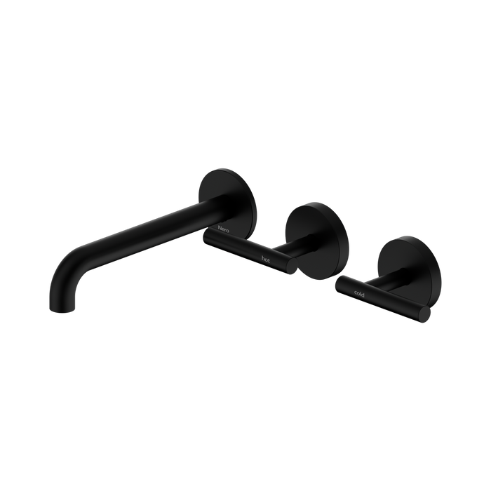 Nero Mecca Lever Wall Basin/Bath Set 185mm Offset Spout - Matte Black