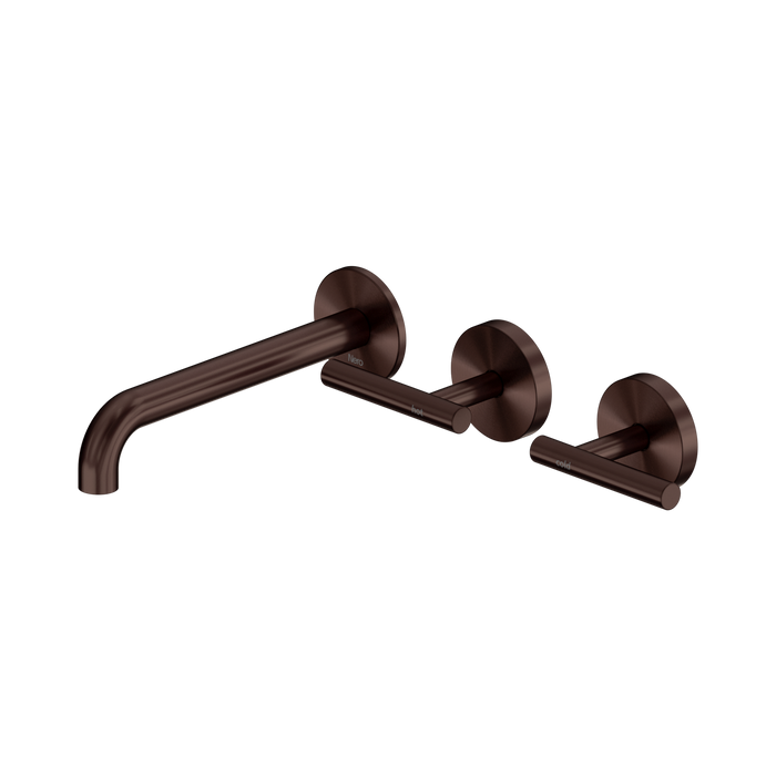 Nero Mecca Lever Wall Basin/Bath Set 185mm Offset Spout - Rome Bronze