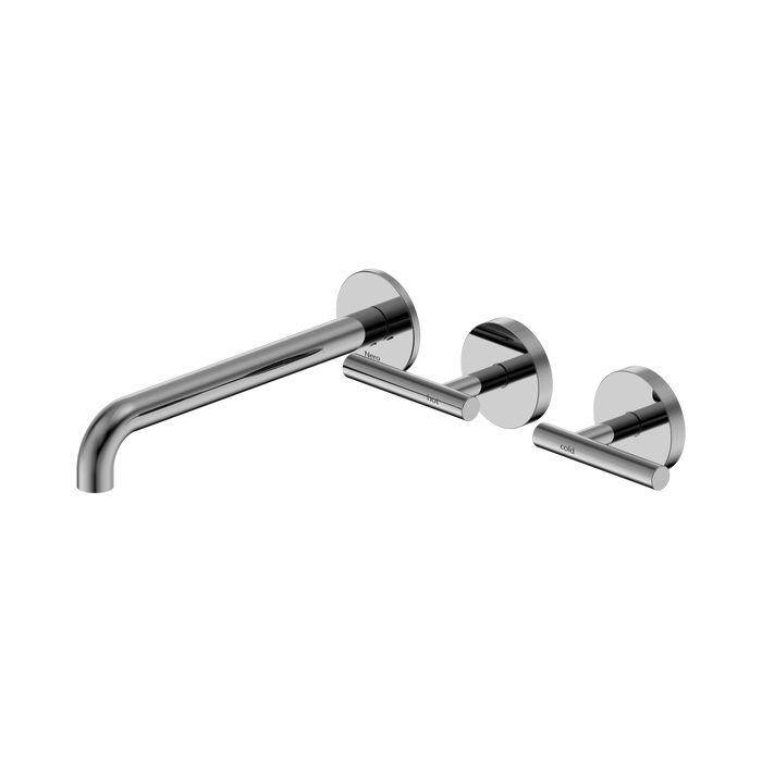 Nero Mecca Lever Wall Basin/Bath Set 220mm Offset Spout - Chrome