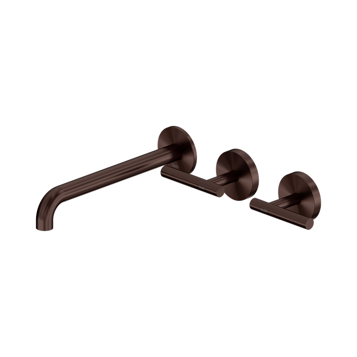 Nero Mecca Lever Wall Basin/Bath Set 220mm Offset Spout - Rome Bronze