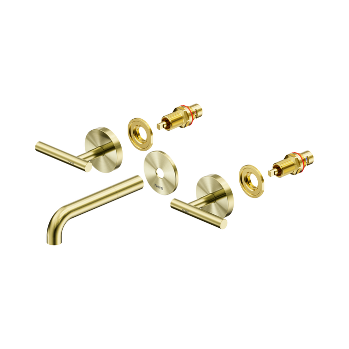 Nero Mecca Lever Wall Basin/Bath Set 160mm Spout Trim kits Only - Brushed Gold