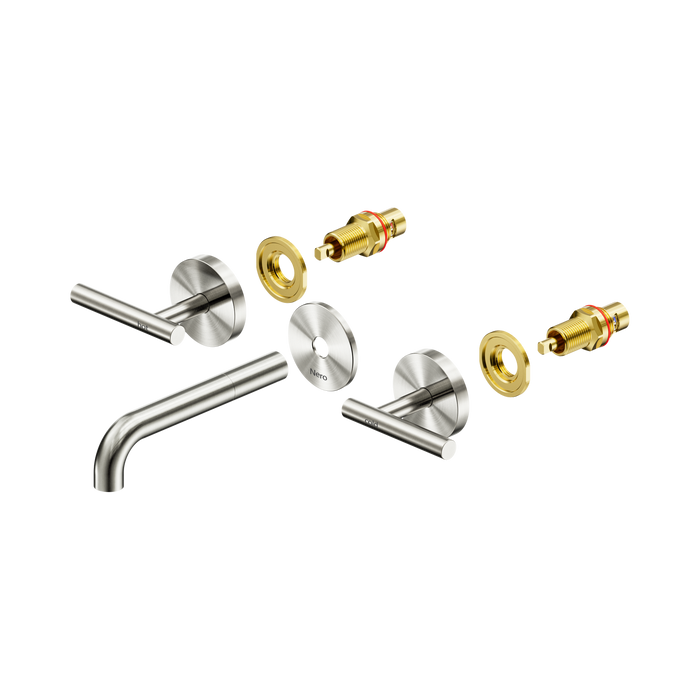 Nero Mecca Lever Wall Basin/Bath Set 160mm Spout Trim kits Only - Brushed Nickel