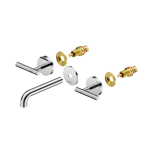 Nero Mecca Lever Wall Basin/Bath Set 160mm Spout Trim kits Only - Chrome
