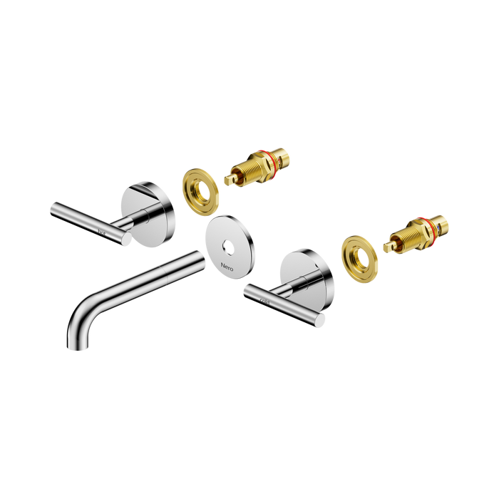 Nero Mecca Lever Wall Basin/Bath Set 160mm Spout Trim kits Only - Chrome