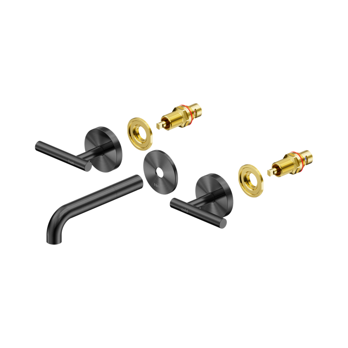 Nero Mecca Lever Wall Basin/Bath Set 160mm Spout Trim kits Only - Gun Metal