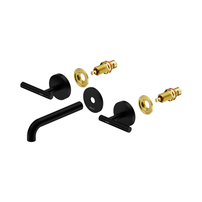 Nero Mecca Lever Wall Basin/Bath Set 160mm Spout Trim kits Only - Matte Black