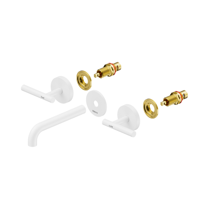 Nero Mecca Lever Wall Basin/Bath Set 160mm Spout Trim kits Only - Matte White