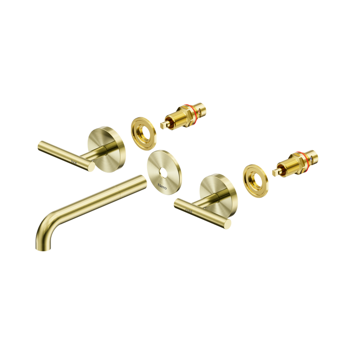 Nero Mecca Lever Wall Basin/Bath Set 185mm Spout Trim kits Only - Brushed Gold