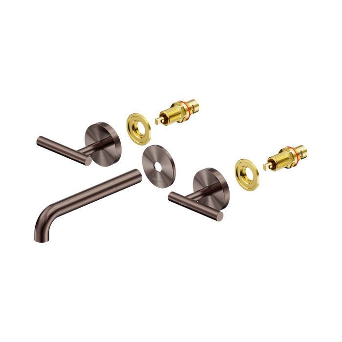 Nero Mecca Lever Wall Basin/Bath Set 185mm Spout Trim kits Only - Brushed Bronze