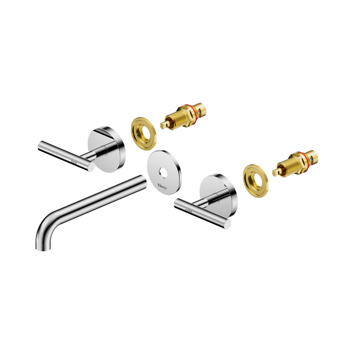 Nero Mecca Lever Wall Basin/Bath Set 185mm Spout Trim kits Only - Chrome