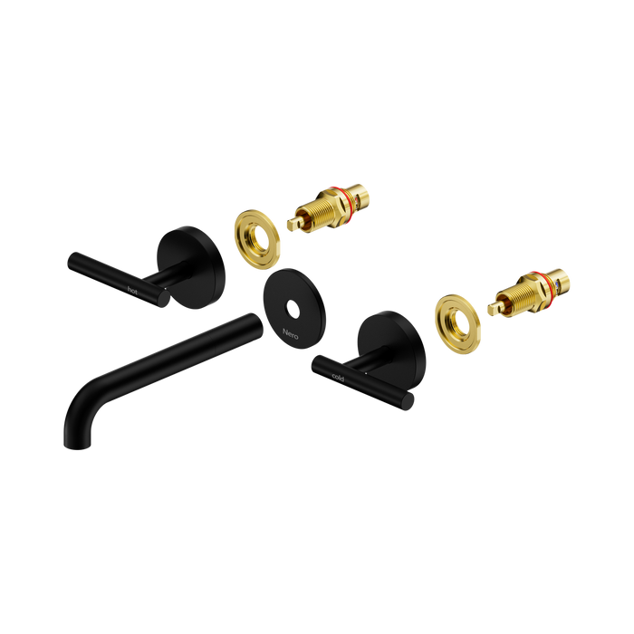 Nero Mecca Lever Wall Basin/Bath Set 185mm Spout Trim kits Only - Matte Black